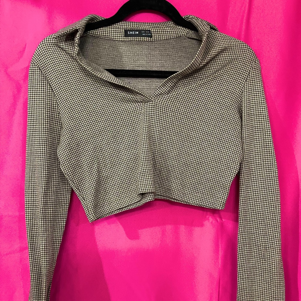 houndstooth long sleeve shirt